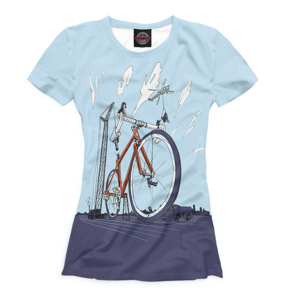 Женская футболка с изображением Строительство велосипеда цвета Белый