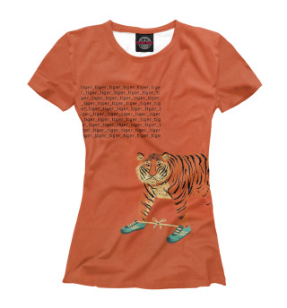 Женская футболка Тигрик в кедах