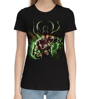 Хлопковая футболка для девочек Зеленый демон