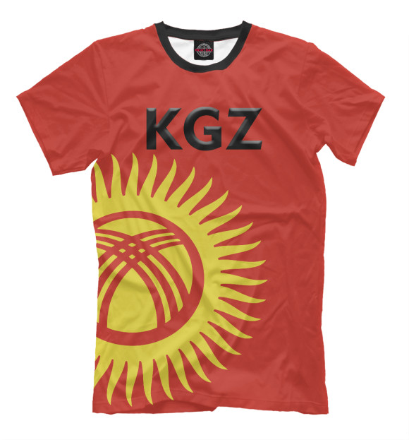 Мужская футболка с изображением Киргиз стан цвета Белый