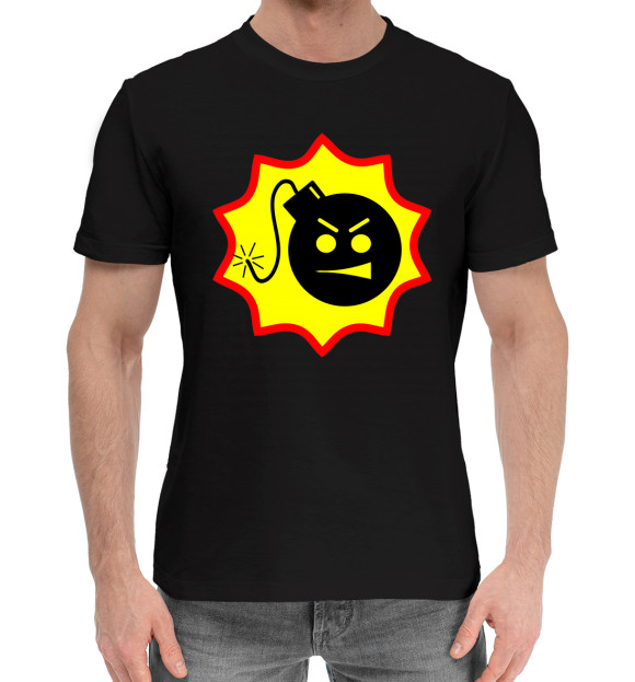 Мужская хлопковая футболка с изображением Serious Sam цвета Черный