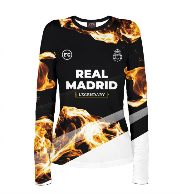 Женский лонгслив с изображением Real Madrid Sport Fire цвета Белый