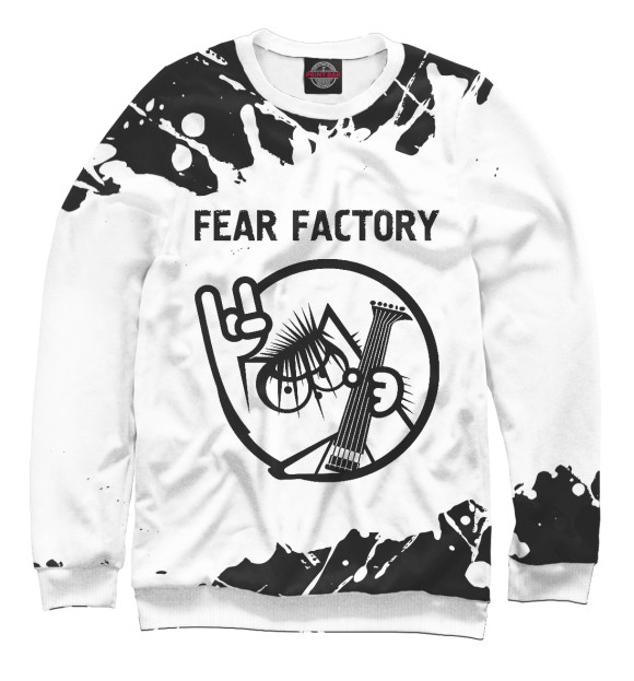 Мужской свитшот с изображением Fear Factory | Кот цвета Белый