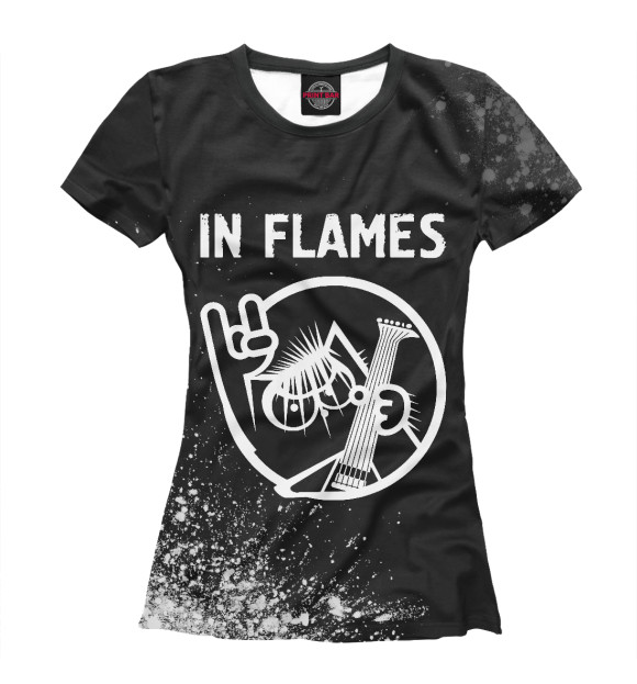 Женская футболка с изображением In Flames + Кот цвета Белый