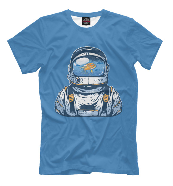 Мужская футболка с изображением Астронавт аквариум цвета Белый