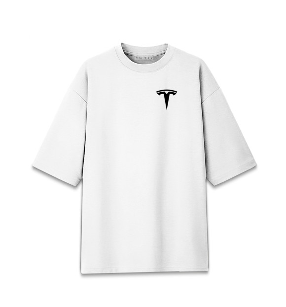 Мужская футболка оверсайз с изображением Tesla цвета Белый