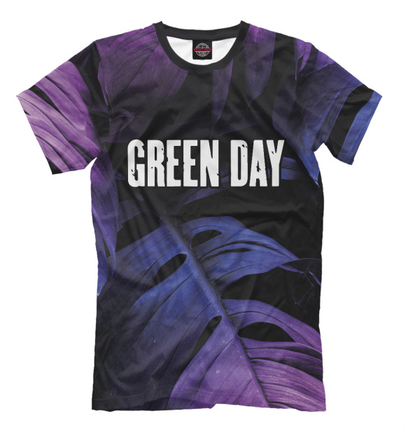 Мужская футболка с изображением Green Day Neon Monstera цвета Белый
