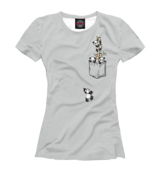 Женская футболка Кармашек с пандами