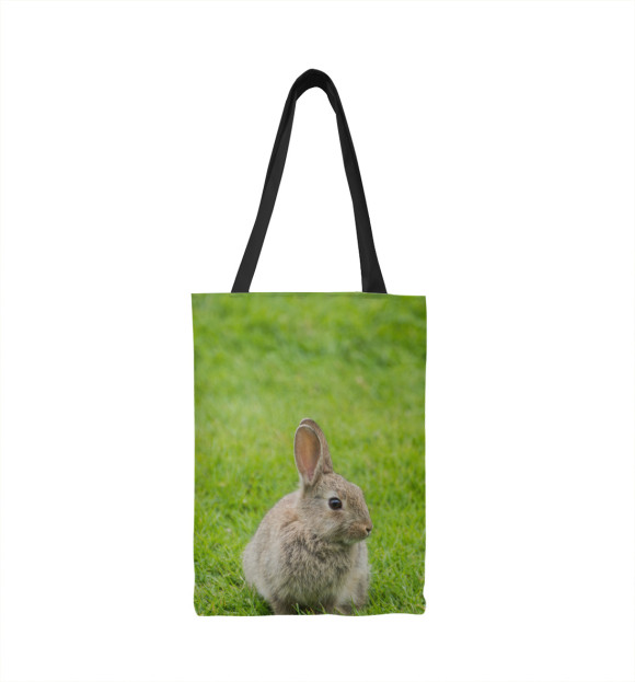 Сумка-шоппер с изображением Кролик на поляне цвета 