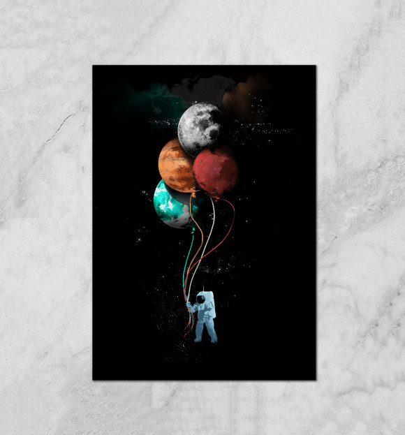 Плакат с изображением Путешествие Космонавта цвета Белый