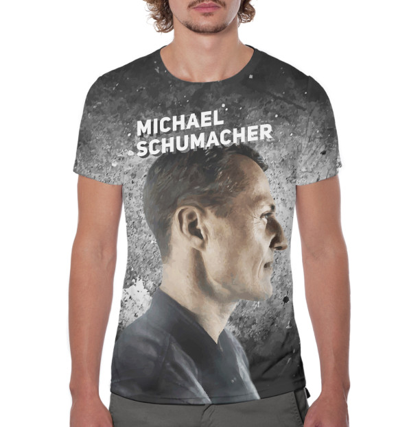 Мужская футболка с изображением Михаэль Шумахер цвета Белый