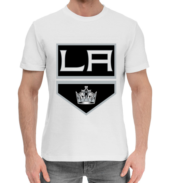 Мужская хлопковая футболка с изображением Los Angeles Kings цвета Белый