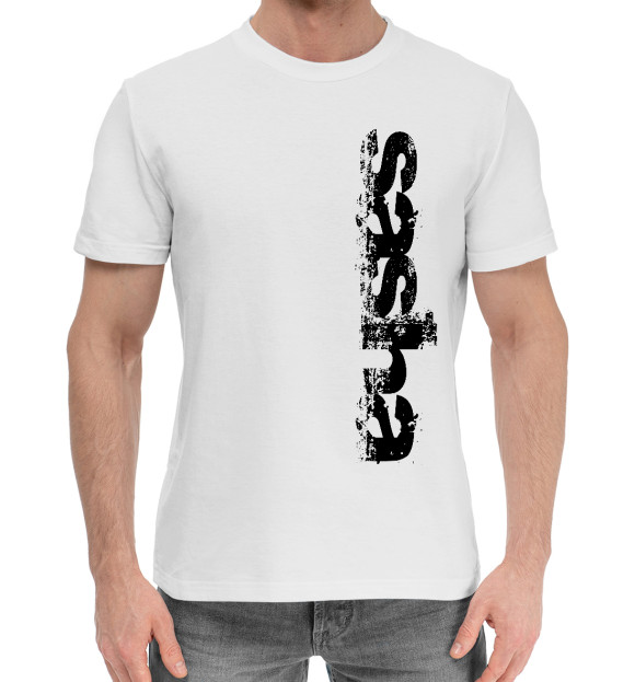 Мужская хлопковая футболка с изображением Саша (брызги красок) цвета Белый