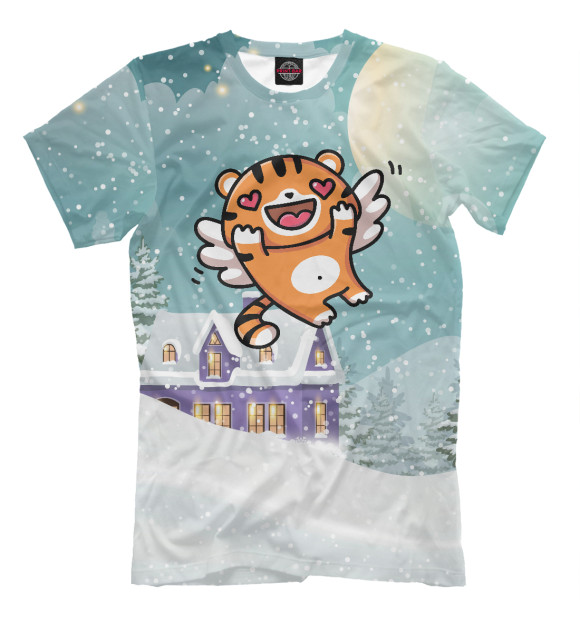 Мужская футболка с изображением Влюбленный тигренок цвета Белый