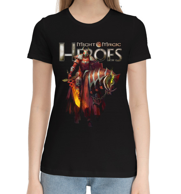 Женская хлопковая футболка с изображением Might & Magic Heroes цвета Черный