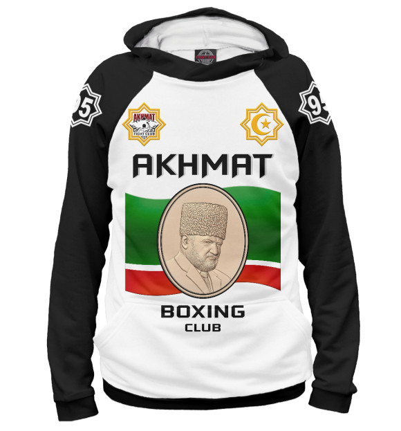 Мужское худи с изображением Akhmat Boxing Club цвета Белый