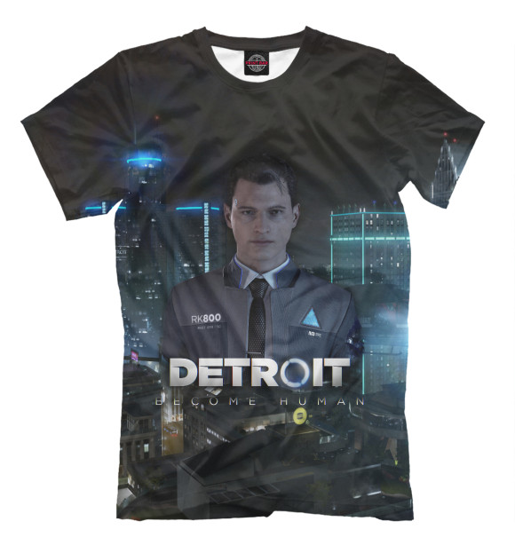 Мужская футболка с изображением Detroit: Become Human цвета Черный