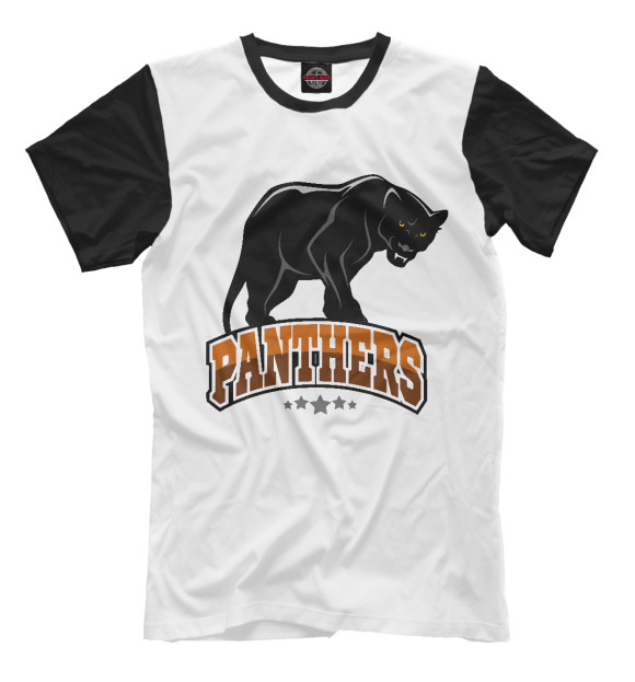 Мужская футболка с изображением Черная пантера цвета Молочно-белый