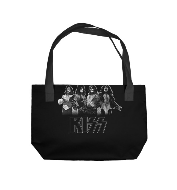 Пляжная сумка с изображением Рок группа KISS цвета 