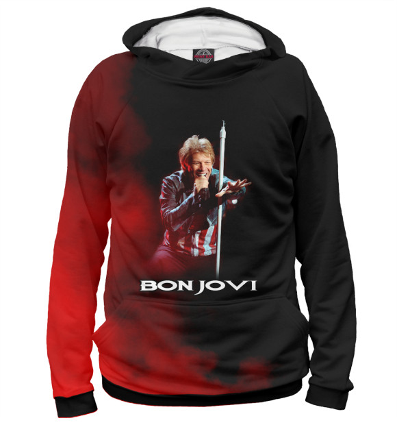 Мужское худи с изображением Bon Jovi цвета Белый