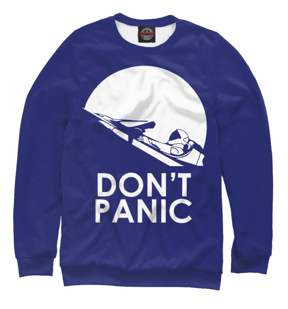 Свитшот для девочек с изображением Don't Panic цвета Белый