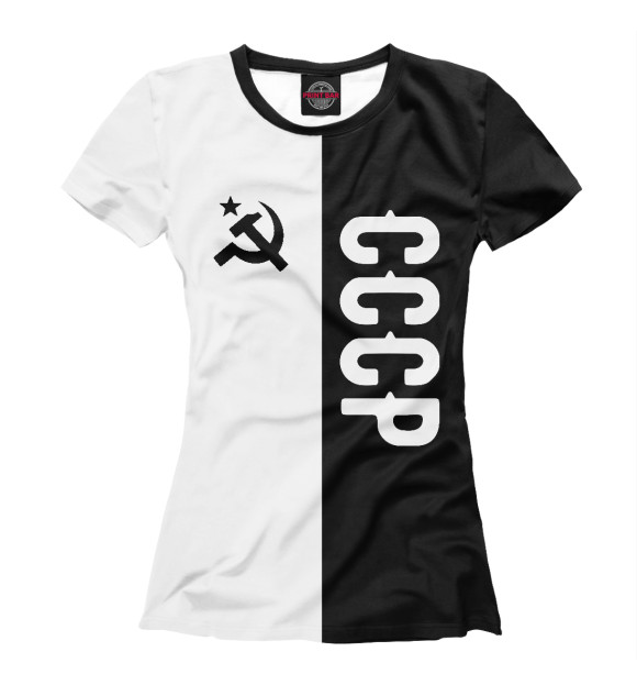 Женская футболка с изображением СССР Black&White цвета Белый