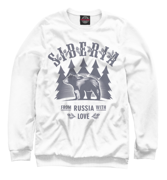 Мужской свитшот с изображением Сибирь цвета Белый