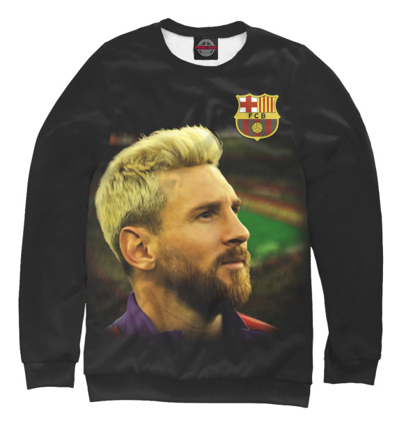 Мужской свитшот с изображением Messi king Leo цвета Белый