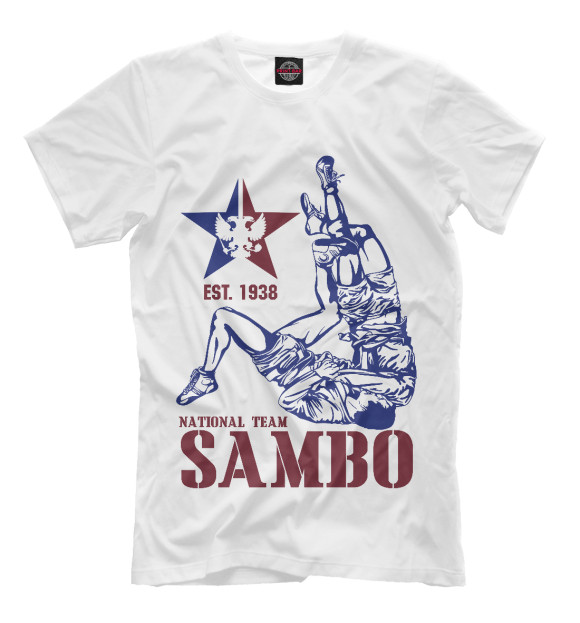 Мужская футболка с изображением Самбо цвета Молочно-белый