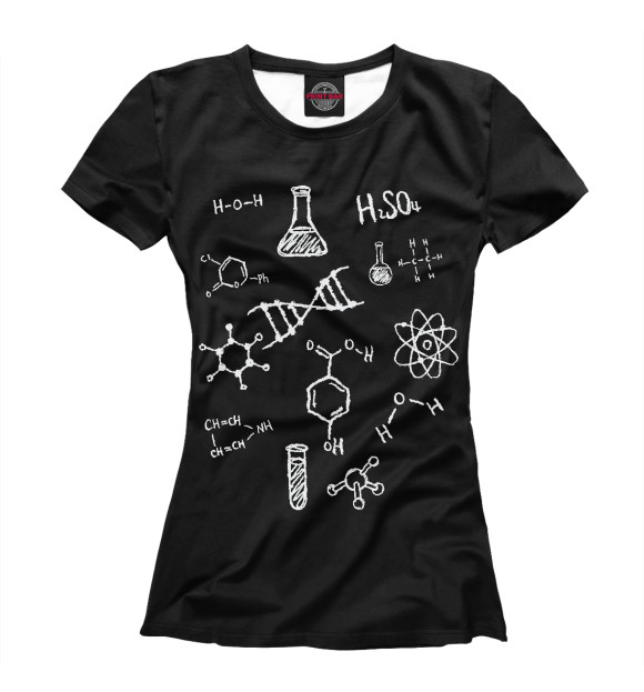 Женская футболка с изображением Химик цвета Белый