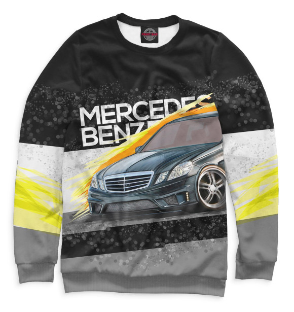 Мужской свитшот с изображением Mercedes-benz E-class цвета Белый