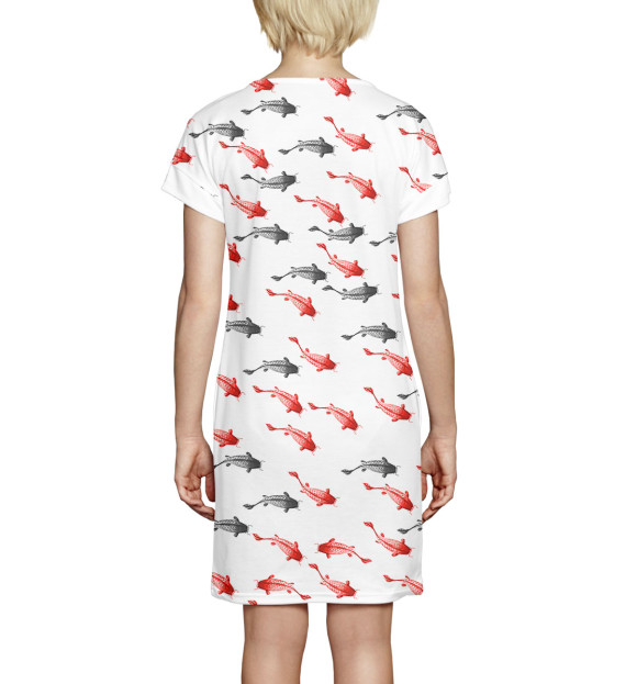 Платье летнее с изображением Рыба цвета Белый
