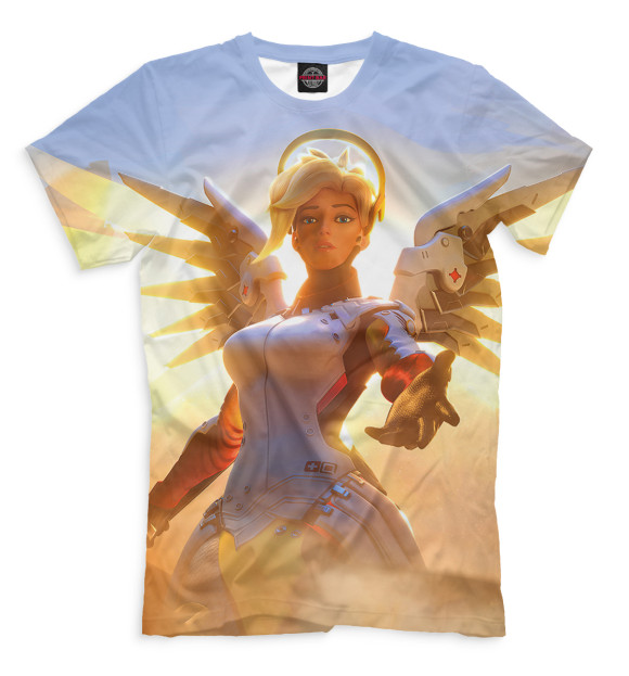 Мужская футболка с изображением Ангел цвета Молочно-белый