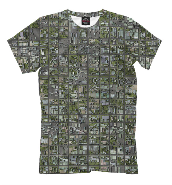 Мужская футболка с изображением Карта городской застройки цвета Серый