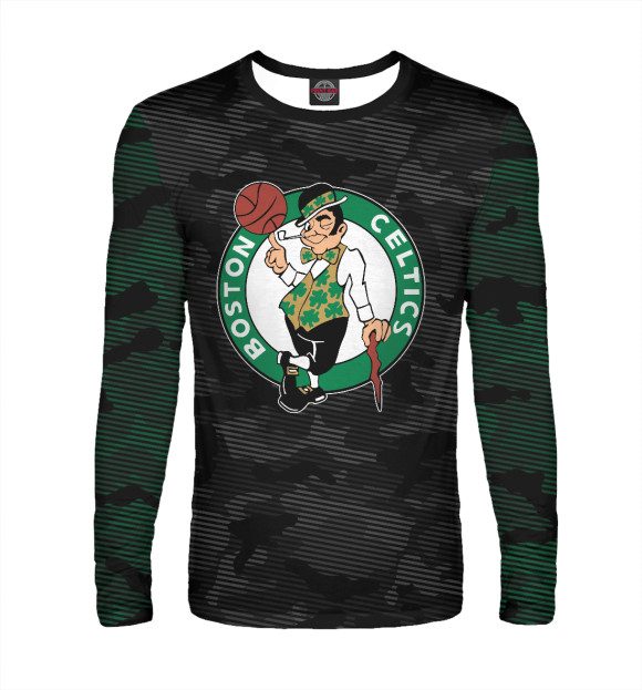 Мужской лонгслив с изображением Boston Celtics цвета Белый