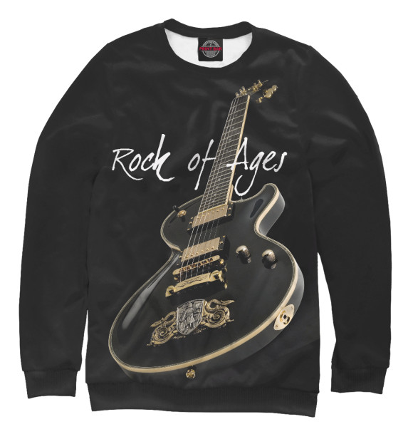 Мужской свитшот с изображением Рок гитара цвета Белый