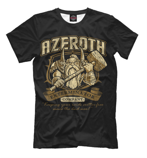 Мужская футболка с изображением Азерот цвета Черный