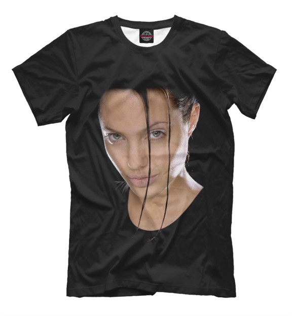 Мужская футболка с изображением Анджелина Джоли цвета Черный