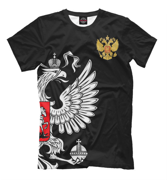 Мужская футболка с изображением Россия Exclusive Black цвета Черный