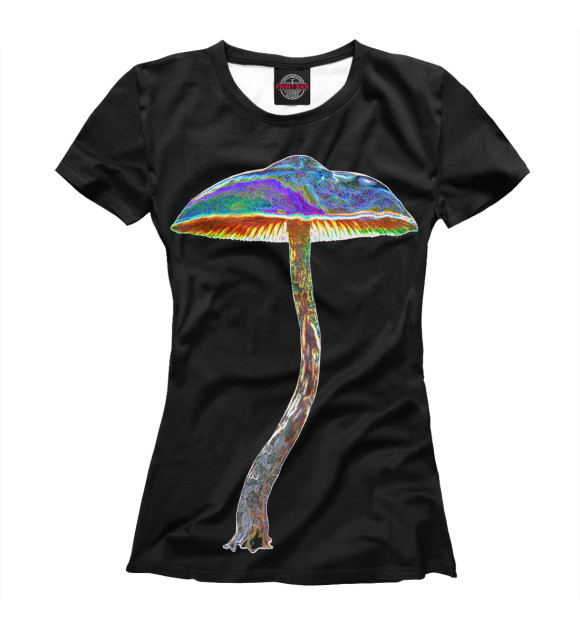 Женская футболка с изображением Не совсем съедобный гриб цвета Белый