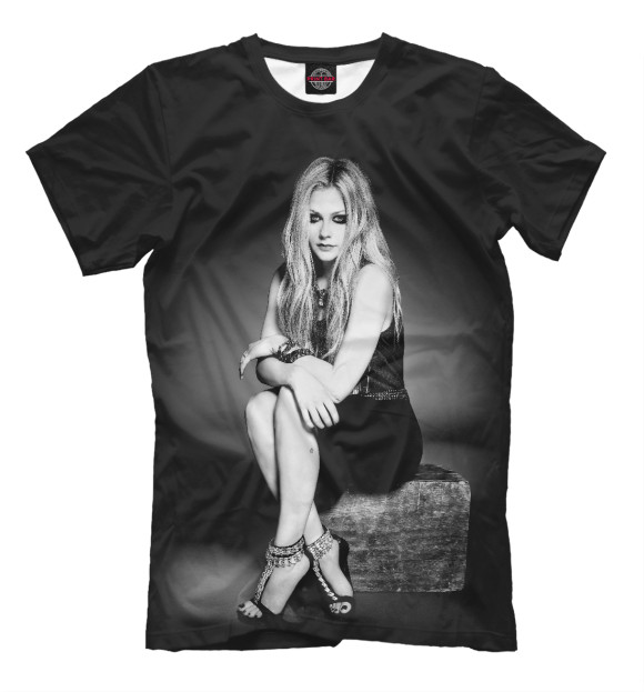 Мужская футболка с изображением Avril Lavigne цвета Черный