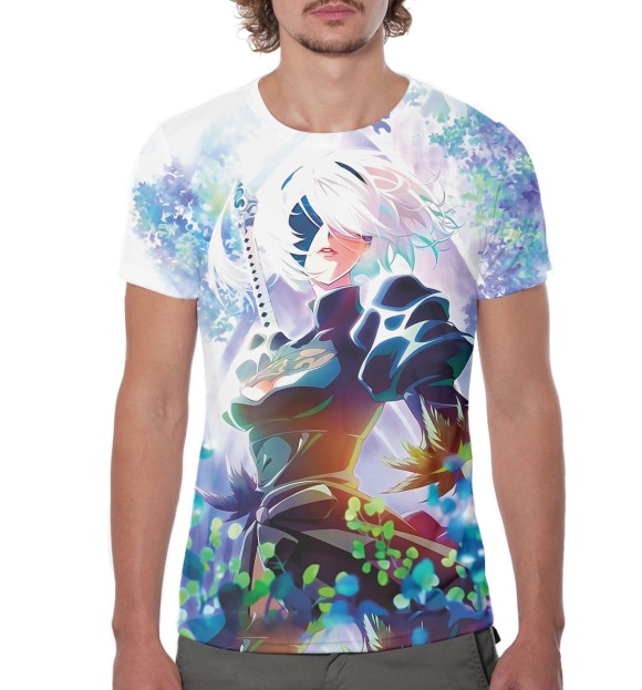 Мужская футболка с изображением Nier Automata светлый цветной цвета Белый
