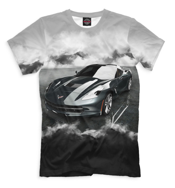 Мужская футболка с изображением Chevrolet Corvette цвета Черный
