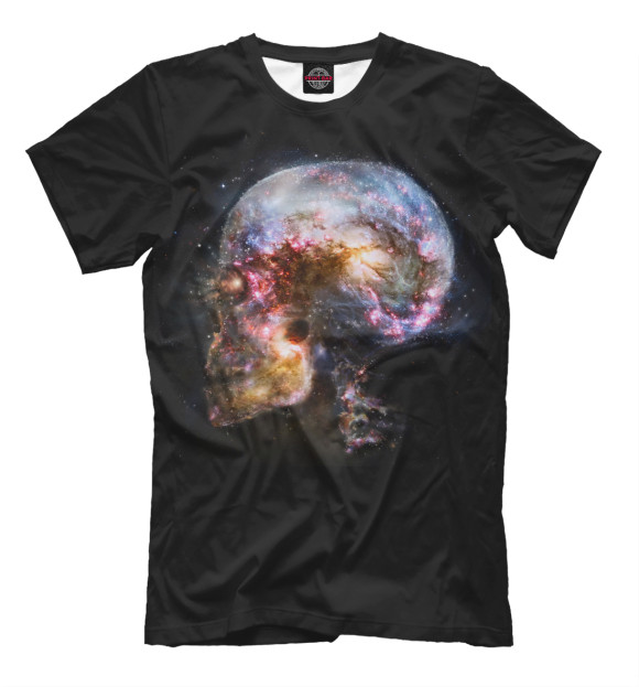Мужская футболка с изображением Космический череп цвета Черный