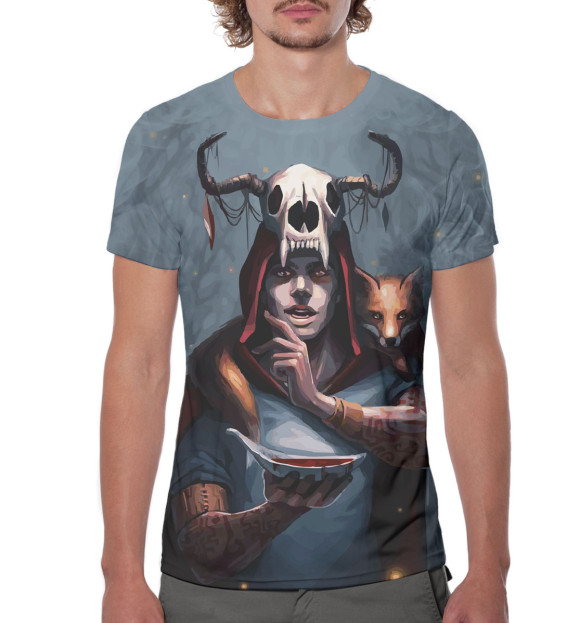 Мужская футболка с изображением Волчонок цвета Белый