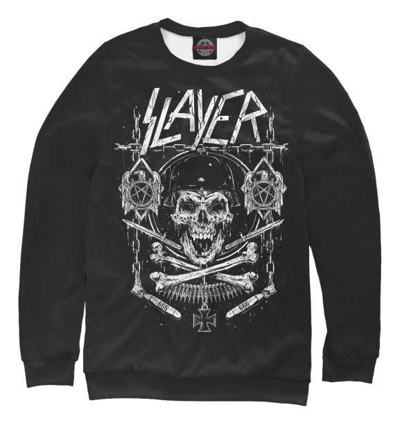 Мужской свитшот с изображением Slayer цвета Белый