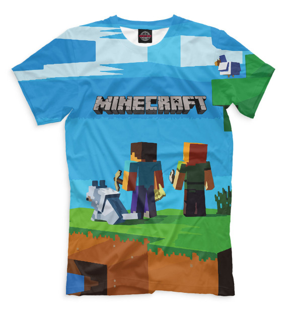 Мужская футболка с изображением Minecraft цвета Грязно-голубой