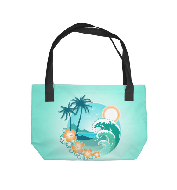 Пляжная сумка с изображением Остров с пальмами цвета 