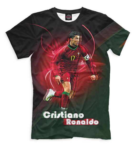 Мужская футболка с изображением Криштиану Роналду цвета Черный