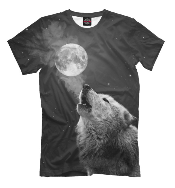 Мужская футболка с изображением Волк одиночка цвета Молочно-белый